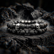 Skull Bead Elastic Bracelet — Stainless Steel
