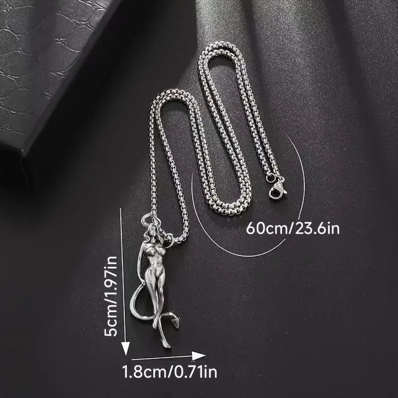 Gothic Succubus Pendant Necklace — Silver