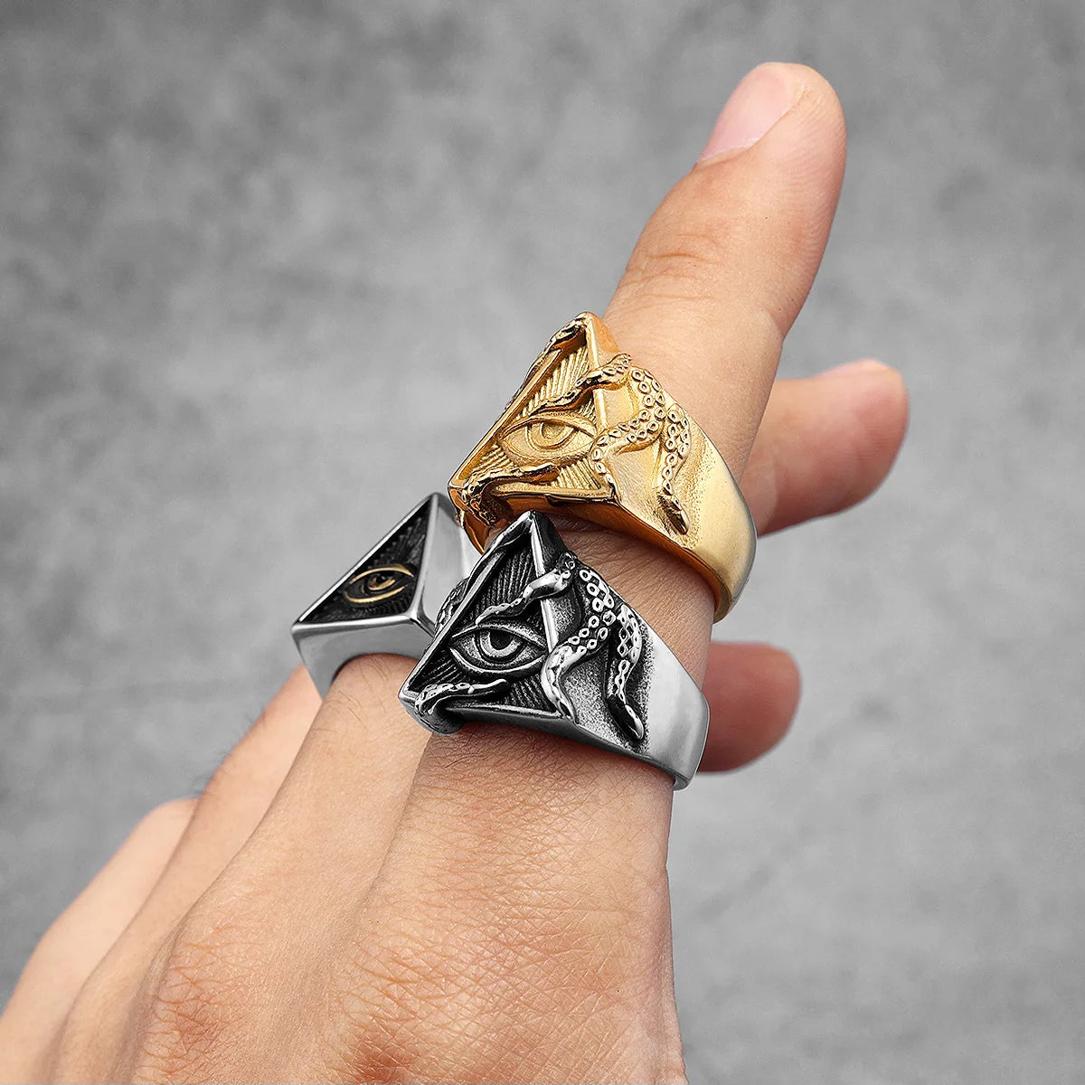 Freemason Illuminati Triangle Ring — Stainless Steel