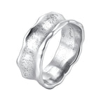 Men's Stainless Steel Vintage Irregular Hammered Ring High Polished 8mm Wide Band Ring Fashion Statement Jewelry Gift for Men