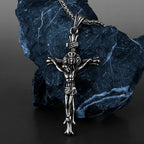 316L Stainless Steel Vintage Jesus Cross Necklace Men's Classic Religious Believer Biker Pendant Jewelry Creative Gift
