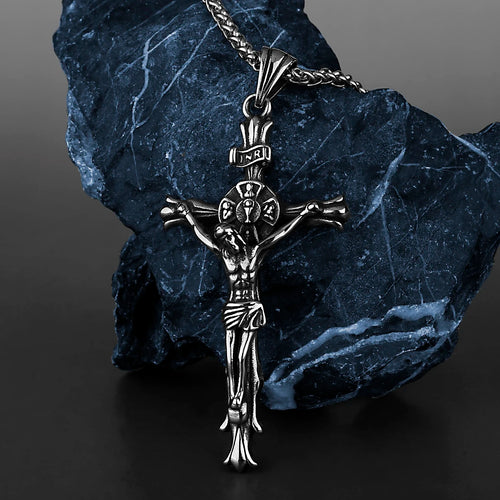 Cross Jesus Pendant Necklace — 316L Stainless Steel