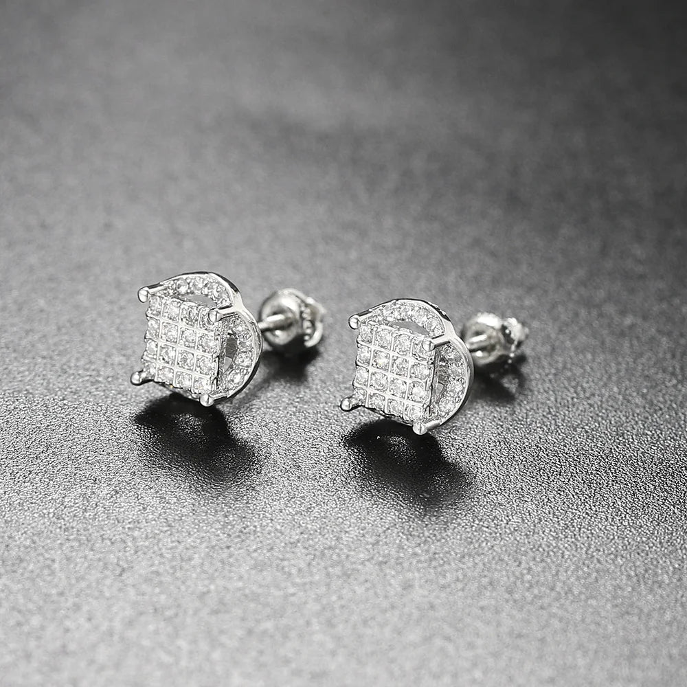 Iced Out Thread Stud Earrings — Gold