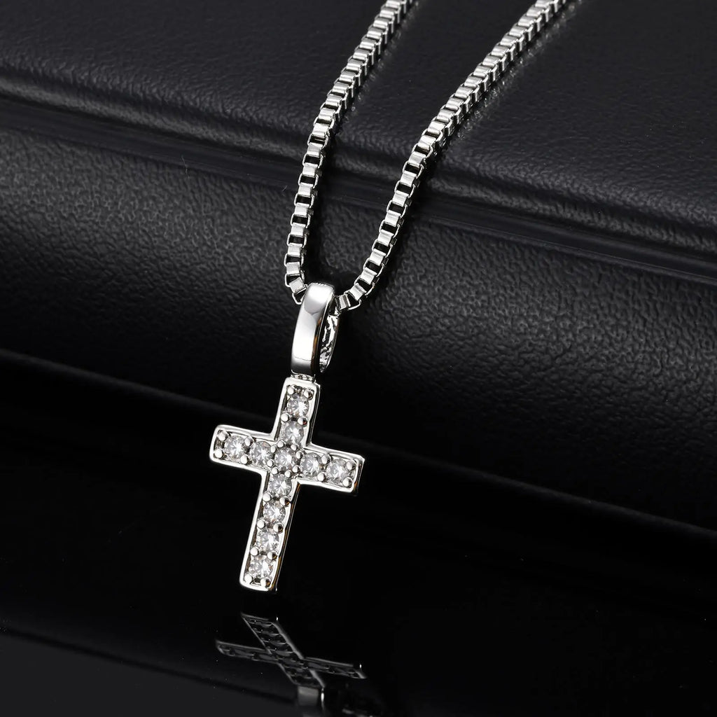 Cross Box Chain Pendant Necklace — Stainless Steel