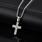 Cross Box Chain Pendant Necklace — Stainless Steel