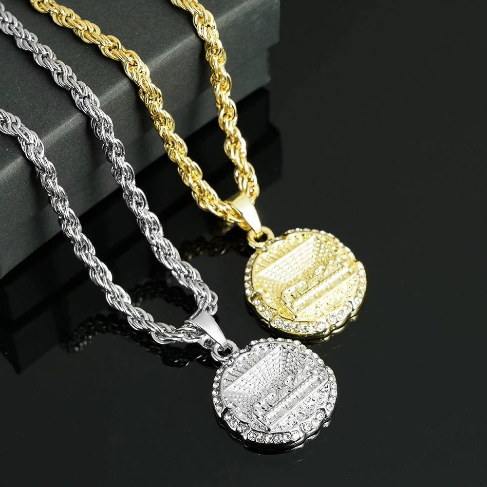 Hip Hop Round Medallion Last Supper Pendant Necklace With 4MM Rope Chain Fashion Necklaces for Men and Women Rock Rapper Jewelry