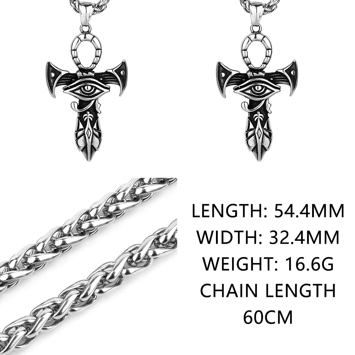 Nordic Viking Retro Cross Sword Eye of Horus Pendant Men's Amulet Titanium Stainless Steel Pendant Necklace Jewelry Wholesale