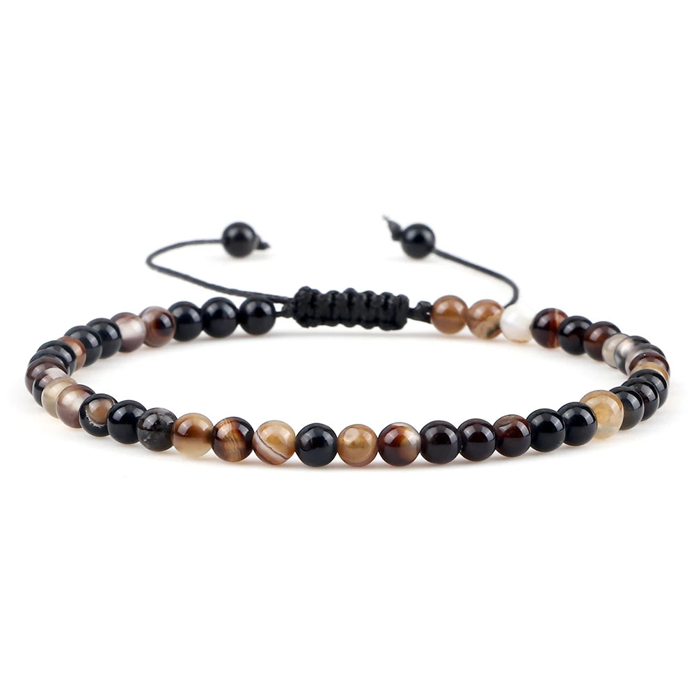 Natural Tiger Eye Stone Braided Beaded Bracelet, Adjustable