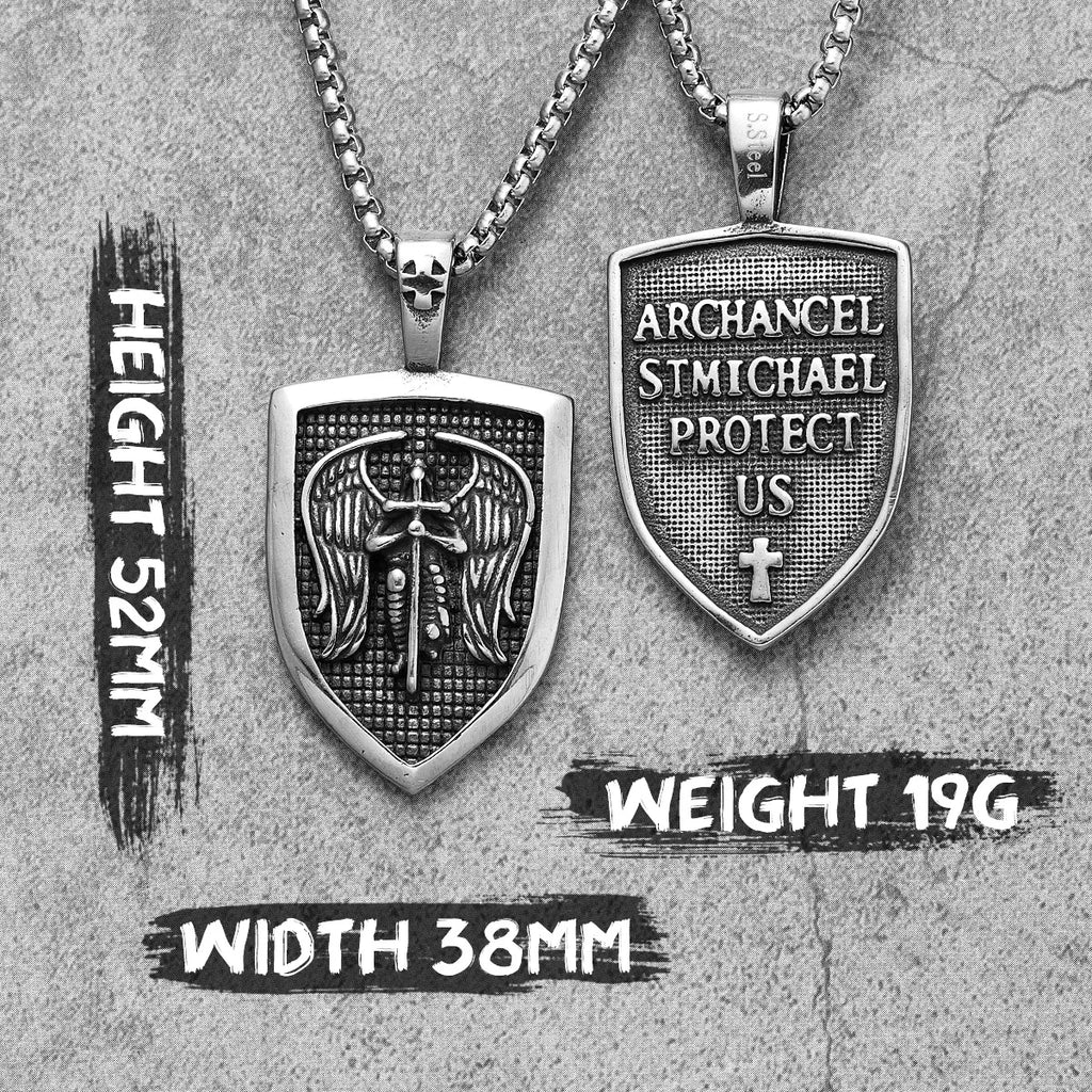 Archangel St.Michael Pendants Stainless Steel Men Women Necklaces Chain Punk Rock Retro Jewelry Accessories Best Gift