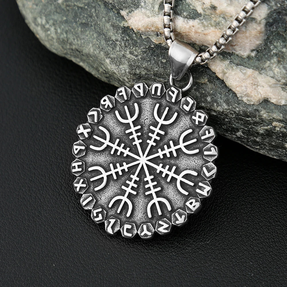 Norse Compass Pendant Necklace — Stainless Steel