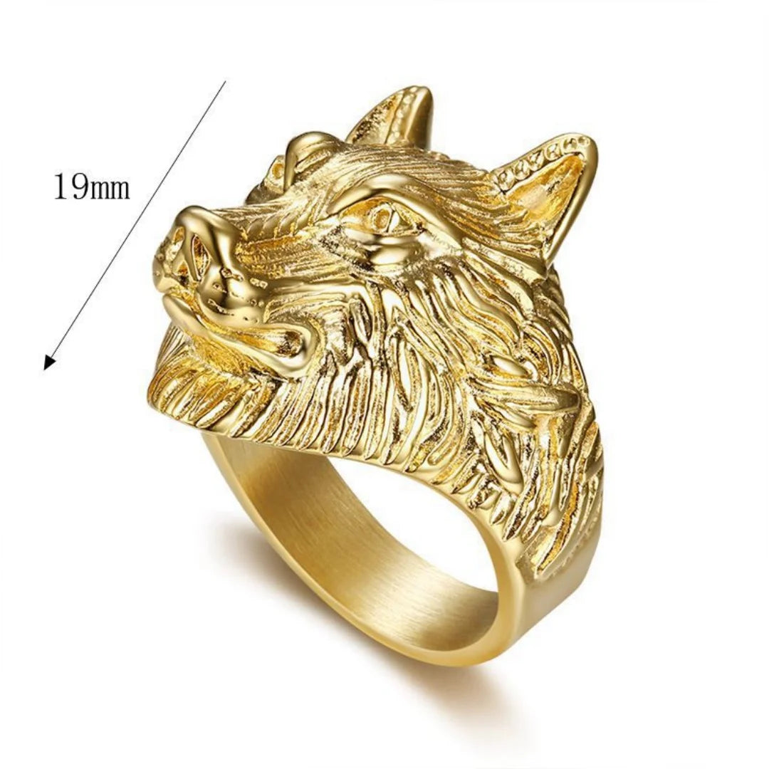 Punk Chunky Wolf Head Ring 19mm — Stainless Steel