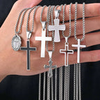 Cross Silver Pendant Necklace — Stainless Steel