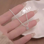 6 Prong CZ Sparkling Chain Necklace — Silver-Tone