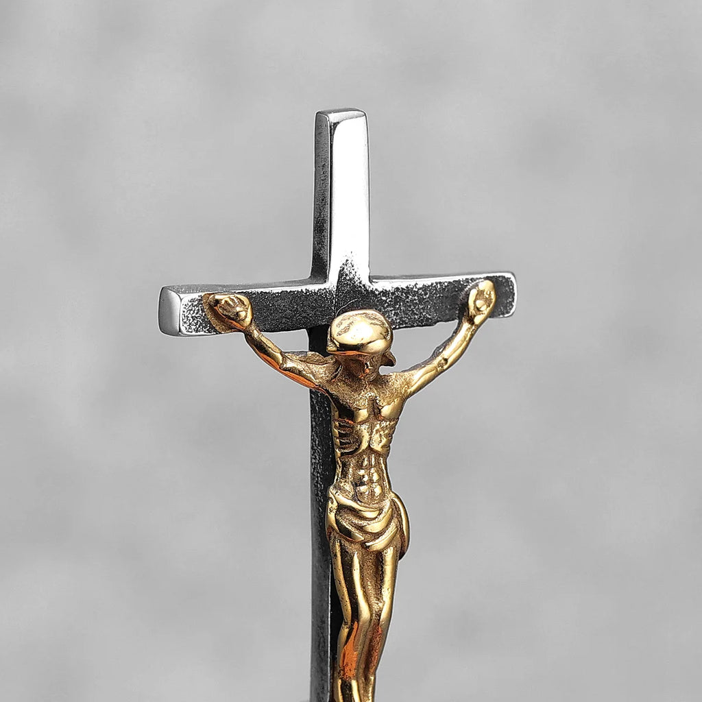 Jesus Cross Amulet Necklace — Stainless Steel