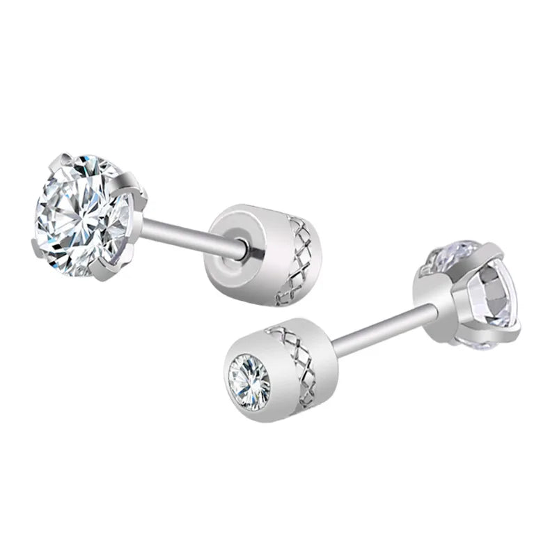Double Side Zircon Stud Earrings — Stainless Steel
