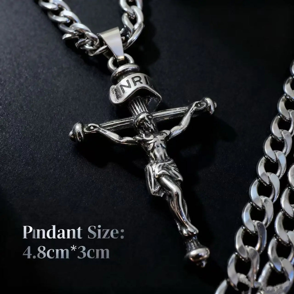 Cross Jesus Steel Pendant 316L Religious