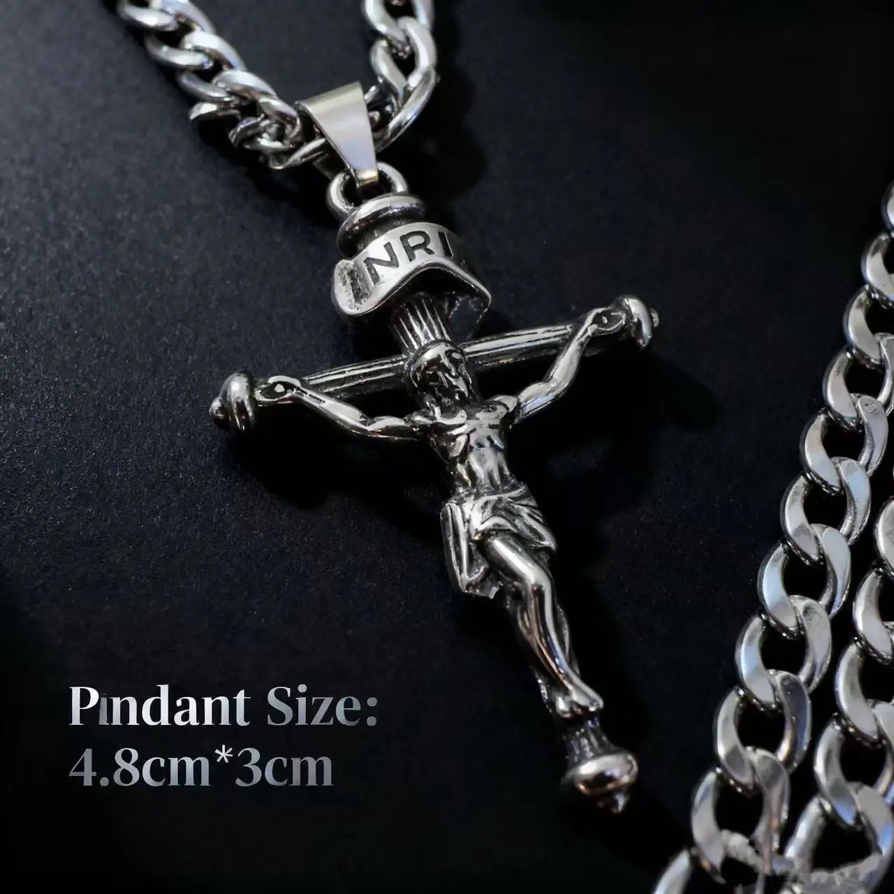 Cross Jesus Steel Pendant 316L Religious