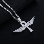 Iced Out Angel Wing Cross Pendant — 925 Silver