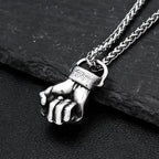 Retro Strength Fist Hand Pendant Necklace Stainless Steel Clenched Fist Hand Amulet Pendant Unisex Gothic Hip Hop
