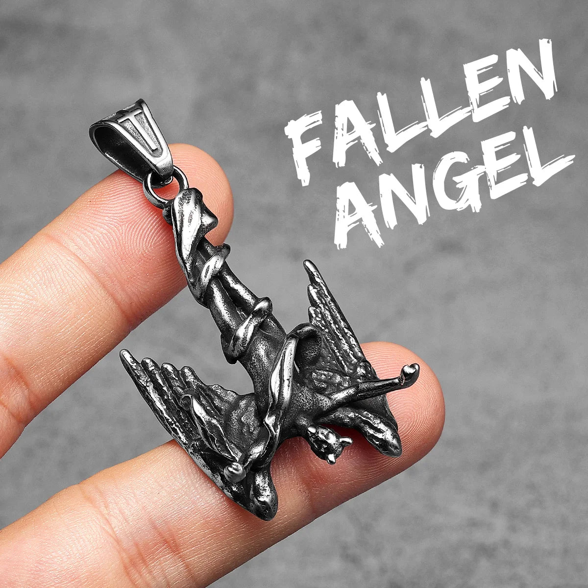Fallen Angel Pendant Necklace — Stainless Steel