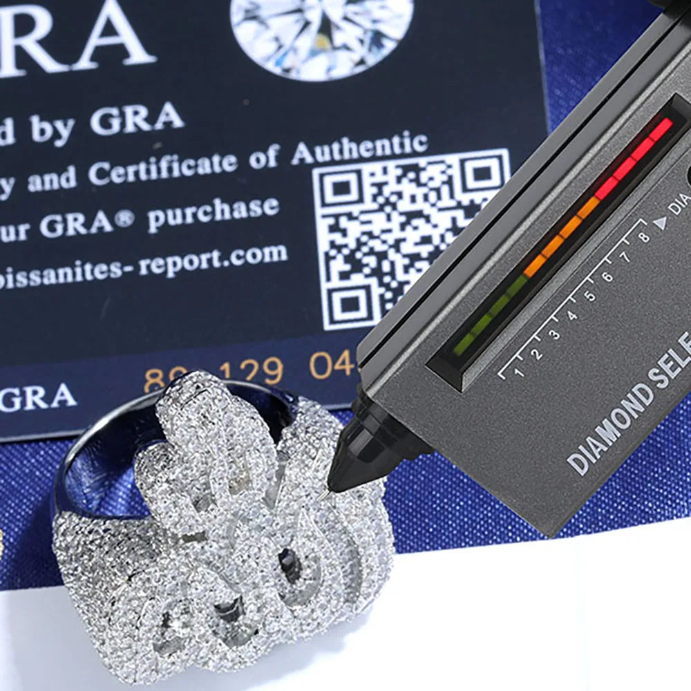 925 Silver VVS Moissanite Ring Iced Out