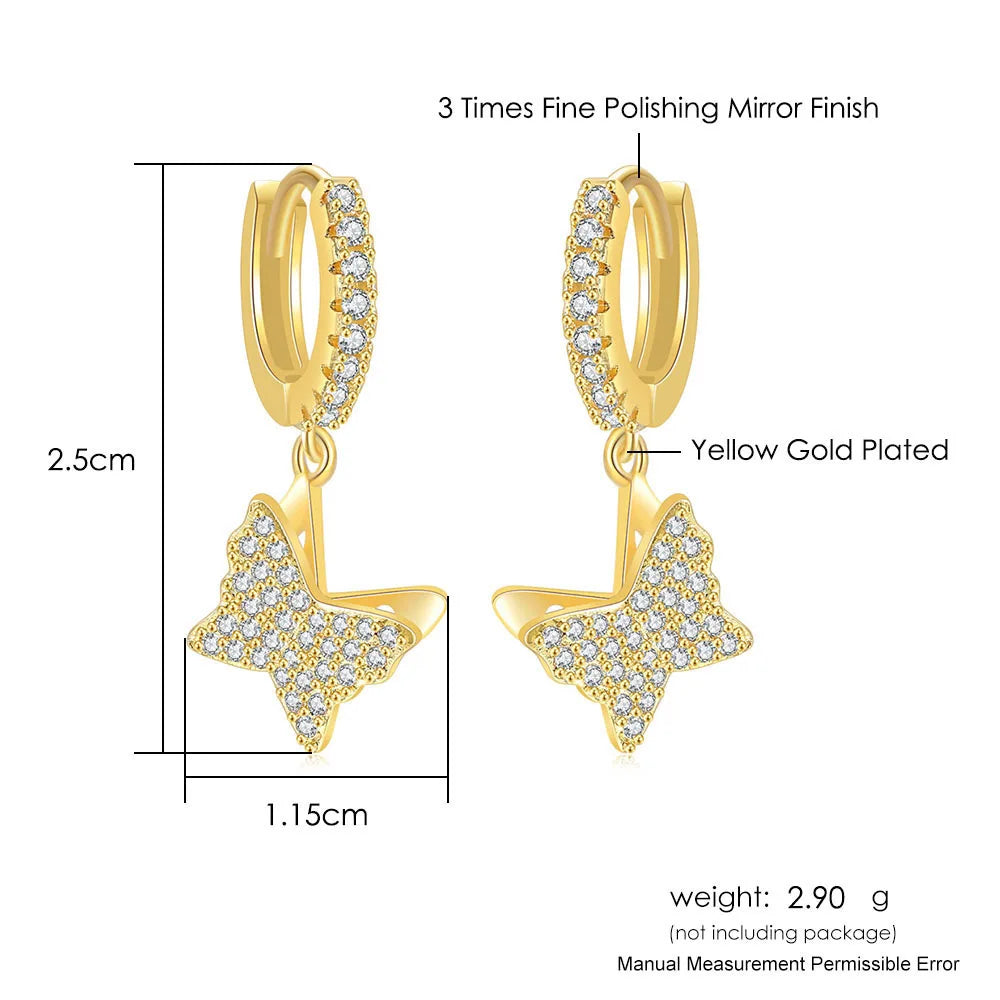 Iced Out Ankh Dangle Hoop Earrings CZ