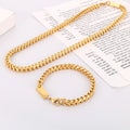 6MM Link Chain Bracelet Necklace Set for Man Luxury Gold Color Stainless Steel Jewelry Men's Necklace & Bracelets
