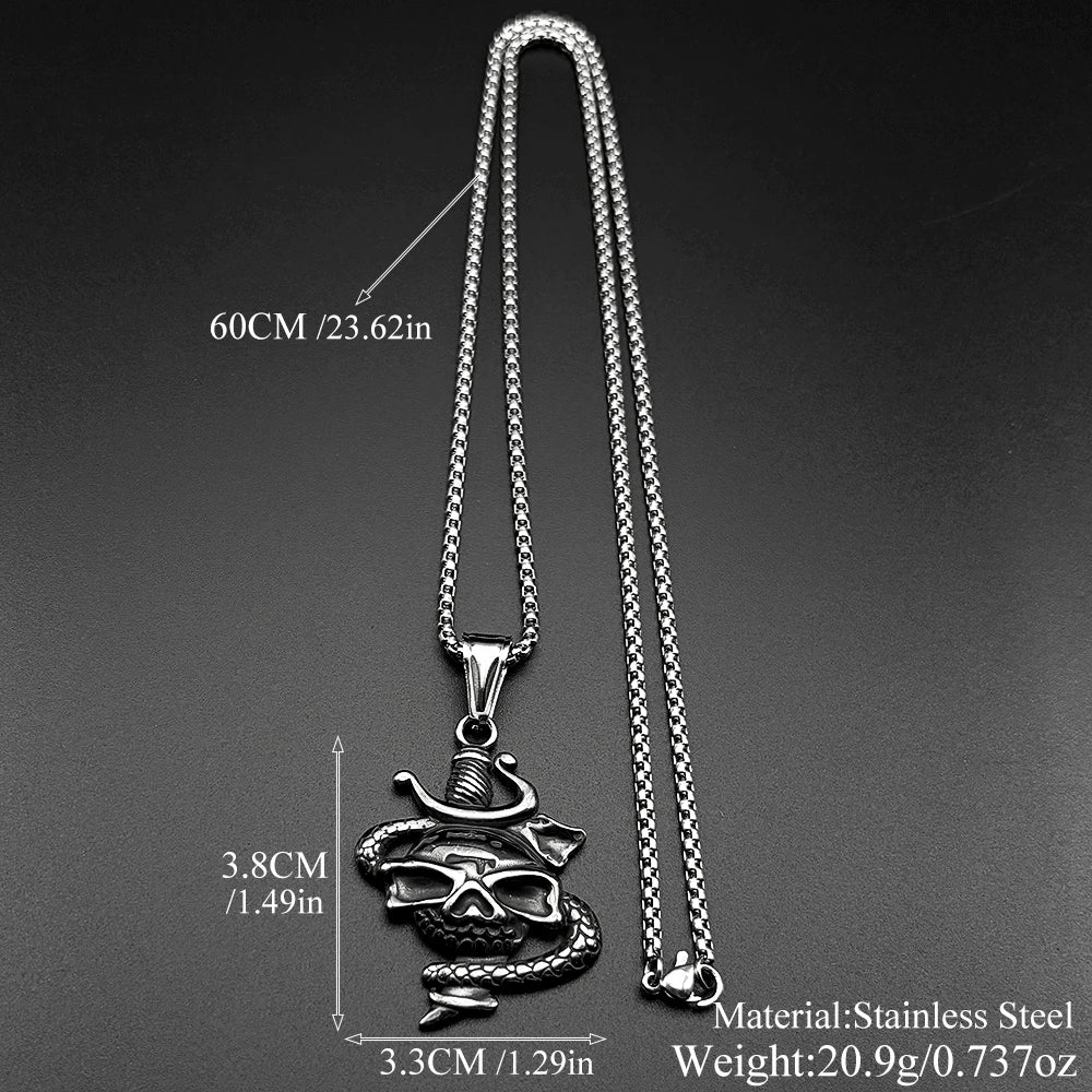 Skull Two-Tone Pendant Dark Snake Punk Party