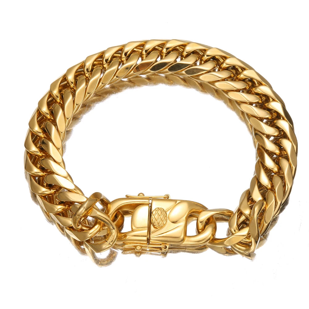 Gold Cuban Chain Bracelet 9-16mm — Gold