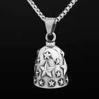 Moto Bell Star Pendant Necklace — Stainless Steel