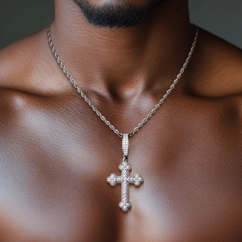 Iced Out Cross Pendant — 925 Silver