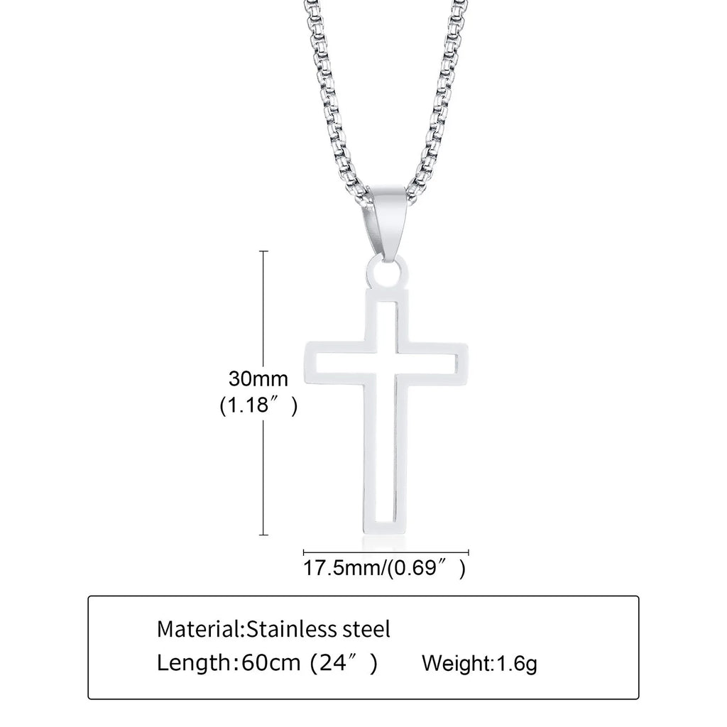 Minimal Cross Pendant — Silver Stainless