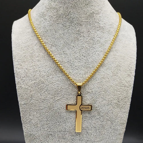 Christian Jesus Cross Pendant Necklace — Gold