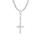 Iced Out Cross Pendant Tennis Chain Necklace — Copper Alloy