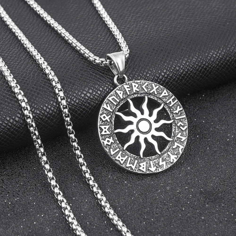 Silver Viking Sun Circle Pendant Necklace Box