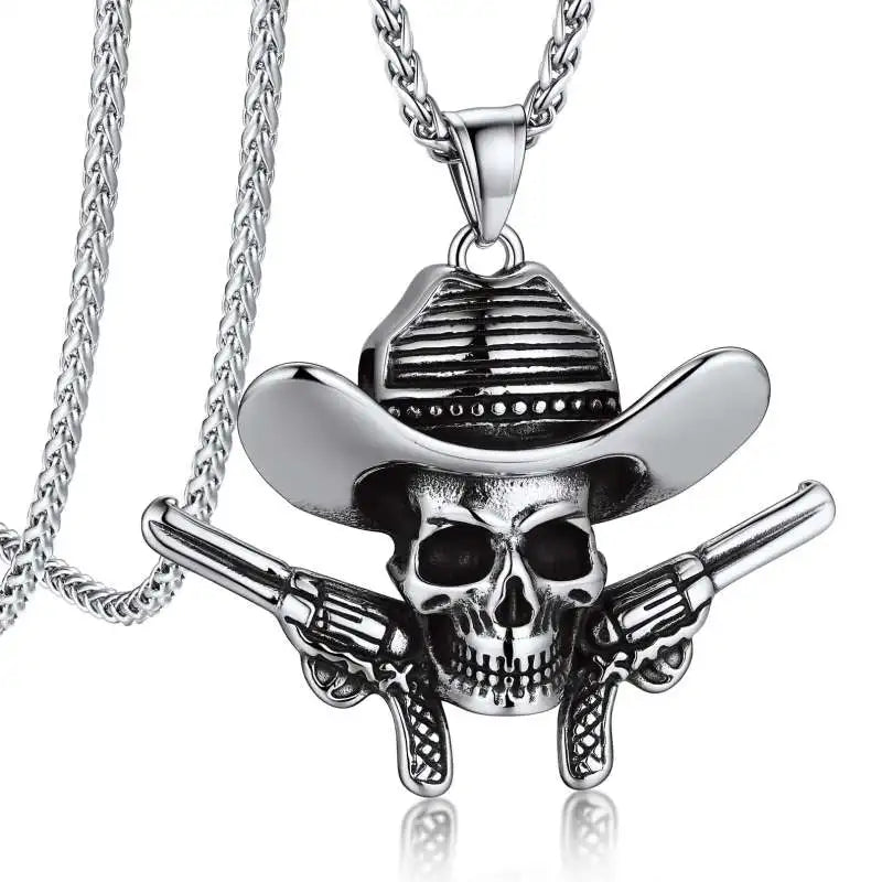 Skull Pendant Necklace — Stainless Steel Gothic