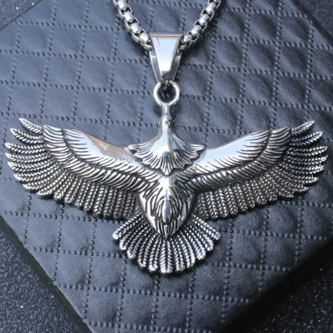 Silver Eagle Pendant Necklace Stainless Steel