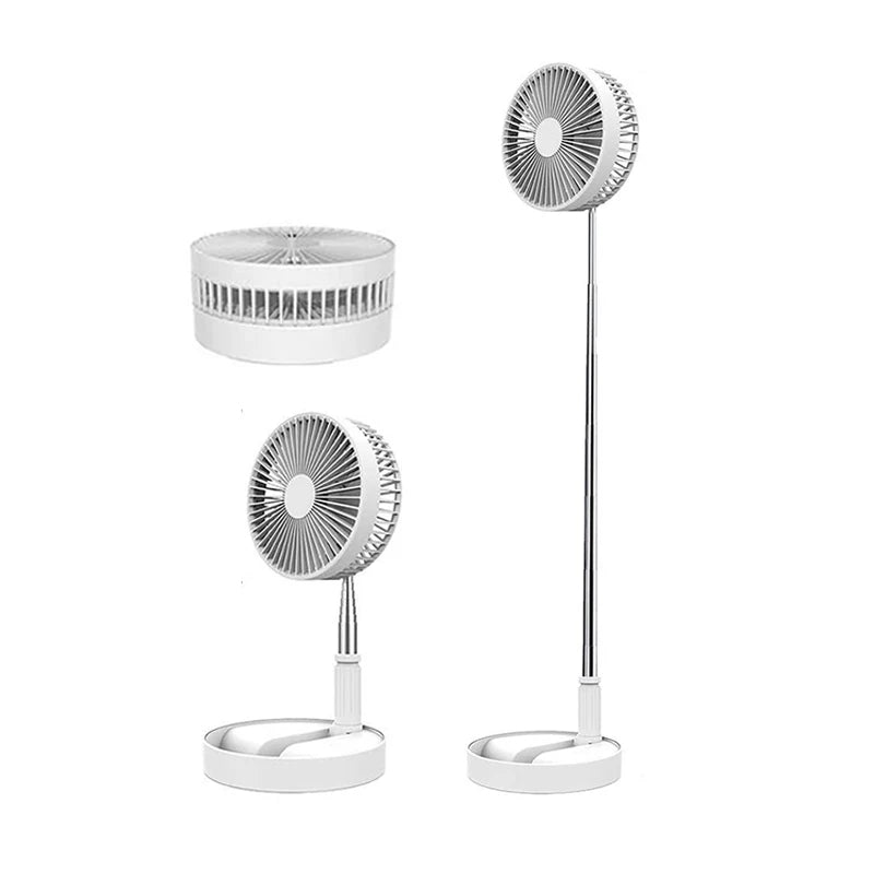 Portable Fan Rechargeable Mini Folding Telescopic Floor Low Noise Summer Fan Cooling For Household Bedroom Office Deskto