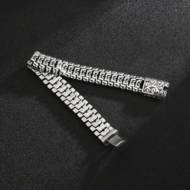 Motorcycle Wide Link Chain Bracelet — Stainless Steel, 19-24cm