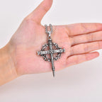 Thorn Crown Crucifix Necklace Franco Chain — Stainless Steel