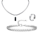 Cuban Stone Chain Jewelry Set — Stainless Steel
