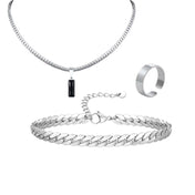 Cuban Stone Chain Jewelry Set — Stainless Steel