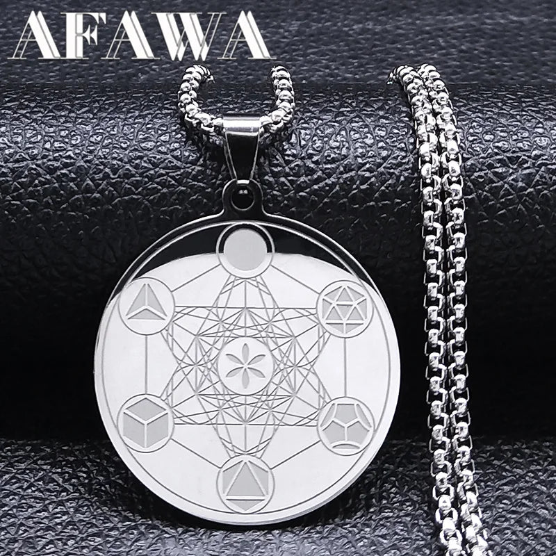 Archangel Metatron Cube Pendant — Stainless Steel