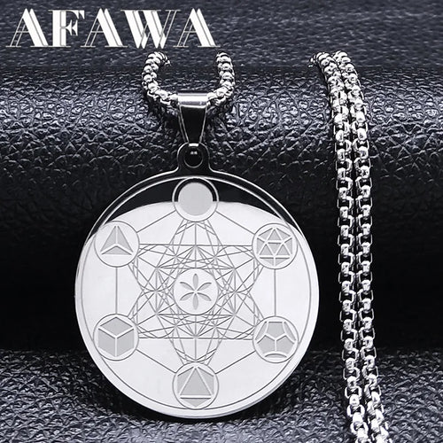 Archangel Metatron Cube Pendant — Stainless Steel
