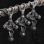 Skull Dragon Cross Pendant Necklace — Steel
