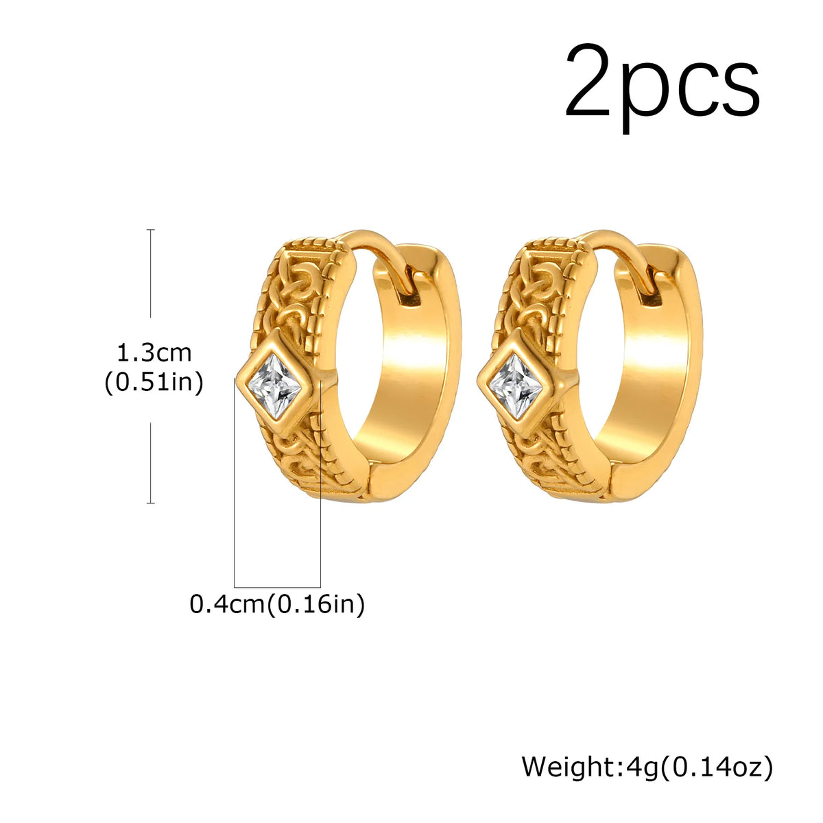 Gothic Rhombus Hoop Earrings for Men — Small, Stainless Steel