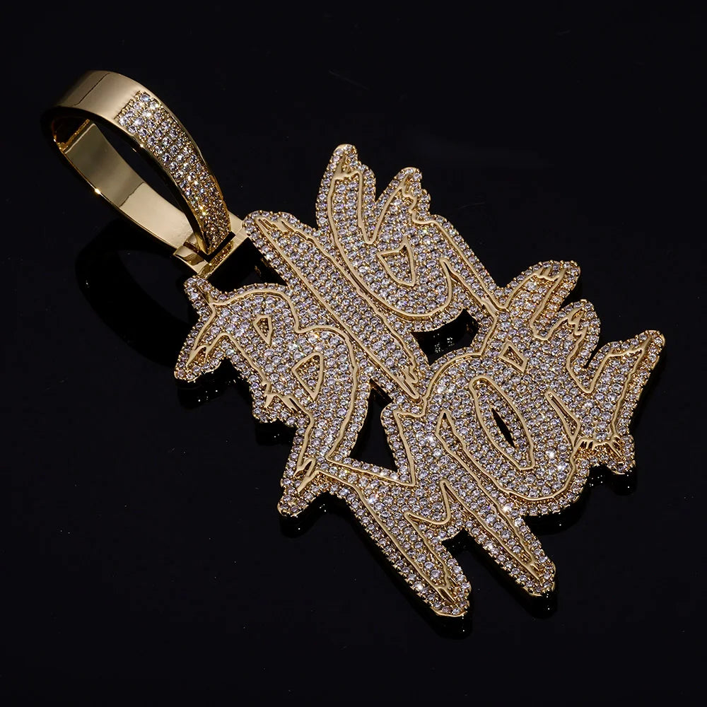 Letter Pendant Necklace Gold Double Row