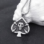 Skull Poker Card Steel Pendant European American