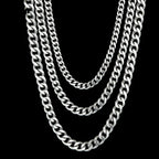 3mm 7mm Wide Stainless Steel Chain Cuban Link Chains Chokers Necklace For Mens Jewelry Silver Plated Solid Metal Fashion Jewelry