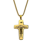 Christ Jesus Good Shepherd Cross Pendant Necklace for Women Men Stainless Steel Gold Color Holy Spirit Dove Chain Faith